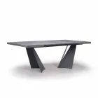 Extendable Dining Table Up to 294 cm in Gres and Metal Made in Italy - Nuzzio Viadurini