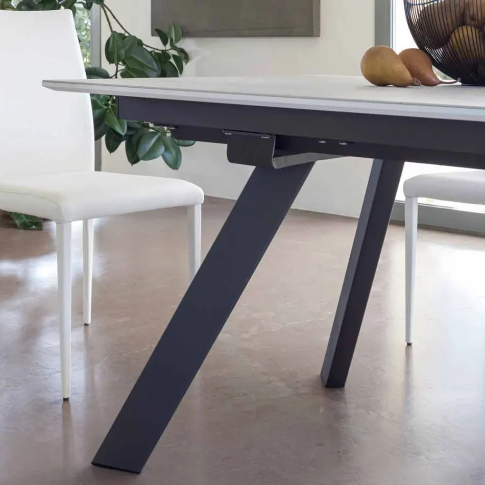 Extendable Dining Table Ceramic Top up to 2.8 m Made in Italy - Paoluccio Viadurini