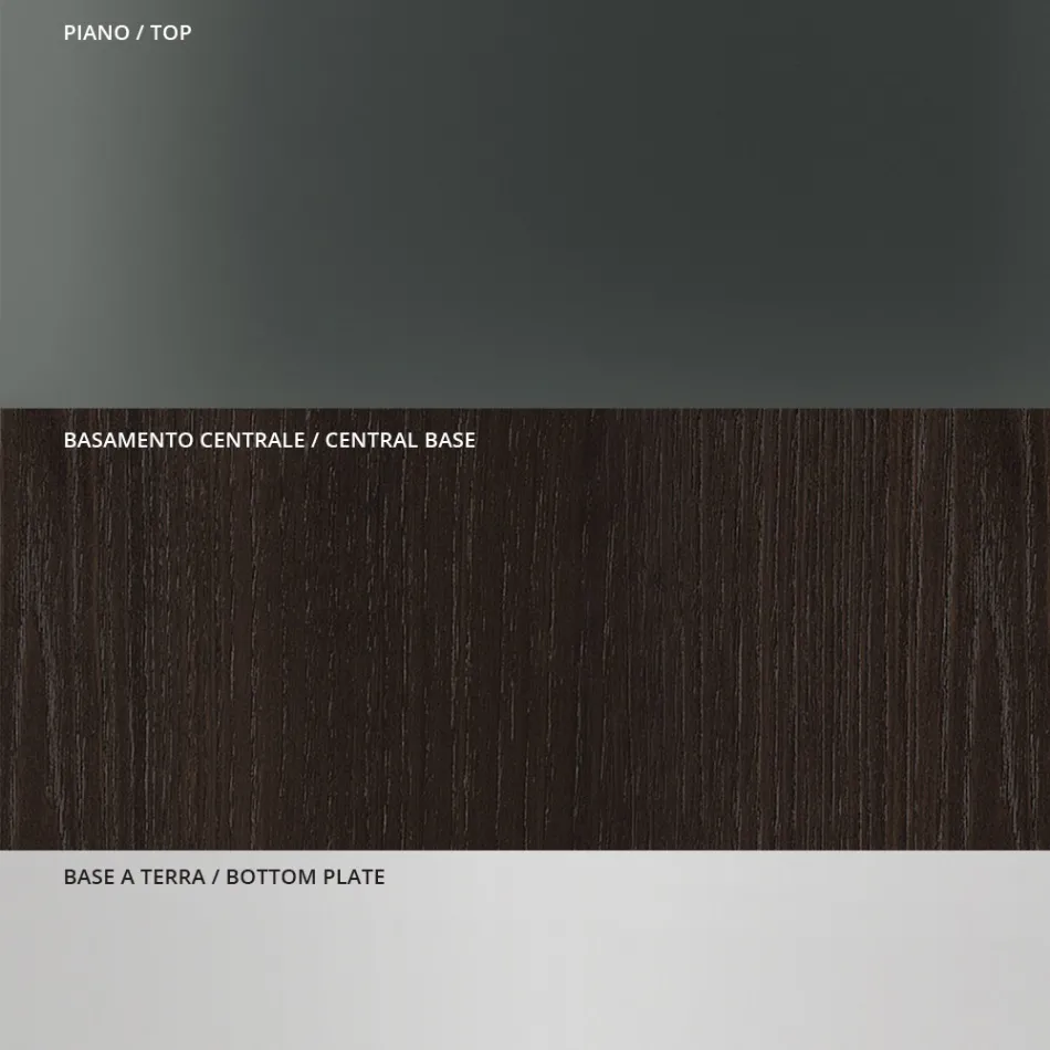 Dining Table with Square Glass Top and Wooden Base Made in Italy - Kuadro Viadurini