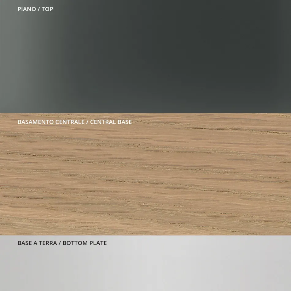 Dining Table with Square Glass Top and Wooden Base Made in Italy - Kuadro Viadurini