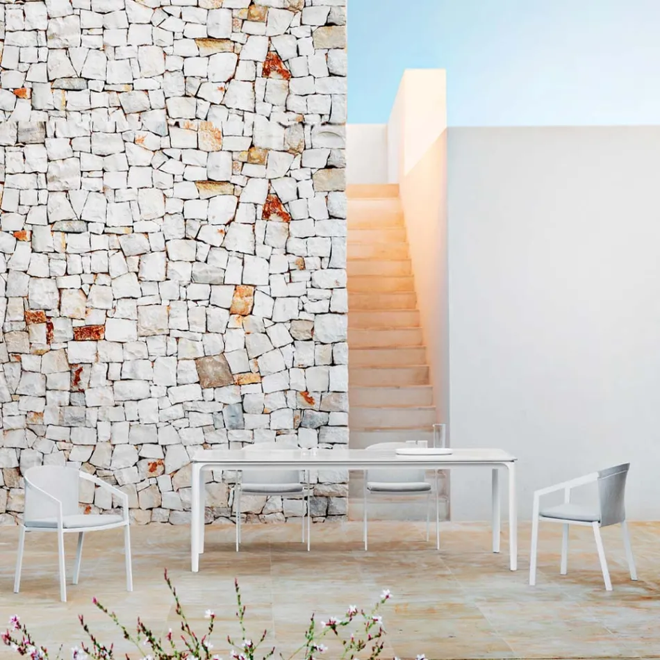 Garden Dining Table in Aluminum and Hpl or Gres, Various Finishes - Filomena Viadurini