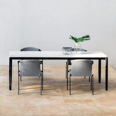 Garden Dining Table in Aluminum and Hpl or Gres, Various Finishes - Filomena Viadurini