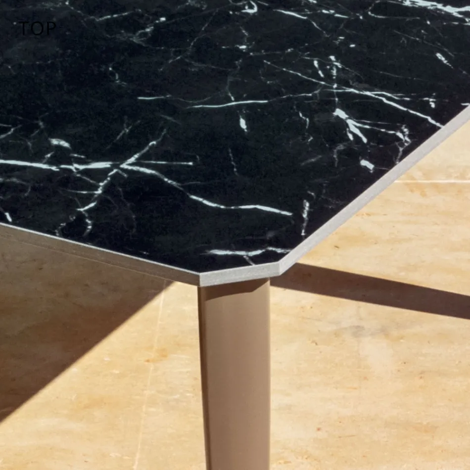 Garden Dining Table in Aluminum and Hpl or Gres, Various Finishes - Filomena Viadurini