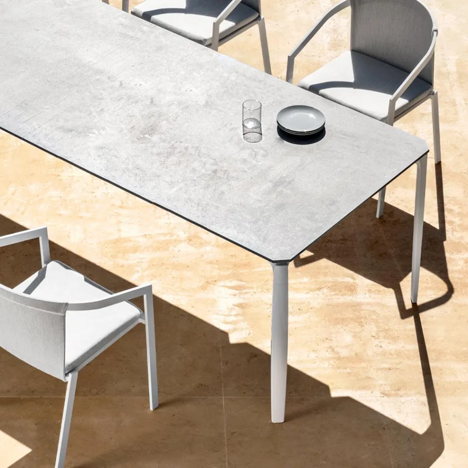 Garden Dining Table in Aluminum and Hpl or Gres, Various Finishes - Filomena Viadurini