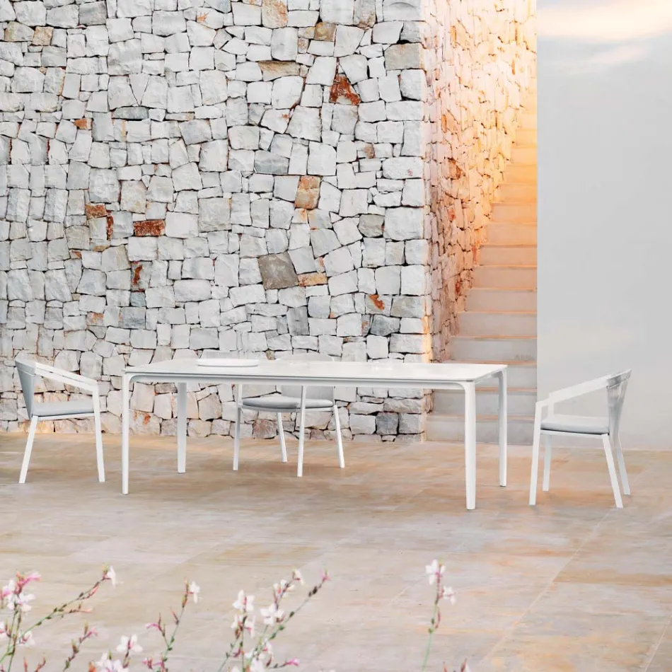 Garden Dining Table in Aluminum and Hpl or Gres, Various Finishes - Filomena Viadurini
