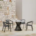 Outdoor Dining Table in Aluminum and Stoneware Top Made in Italy - Donovan Viadurini