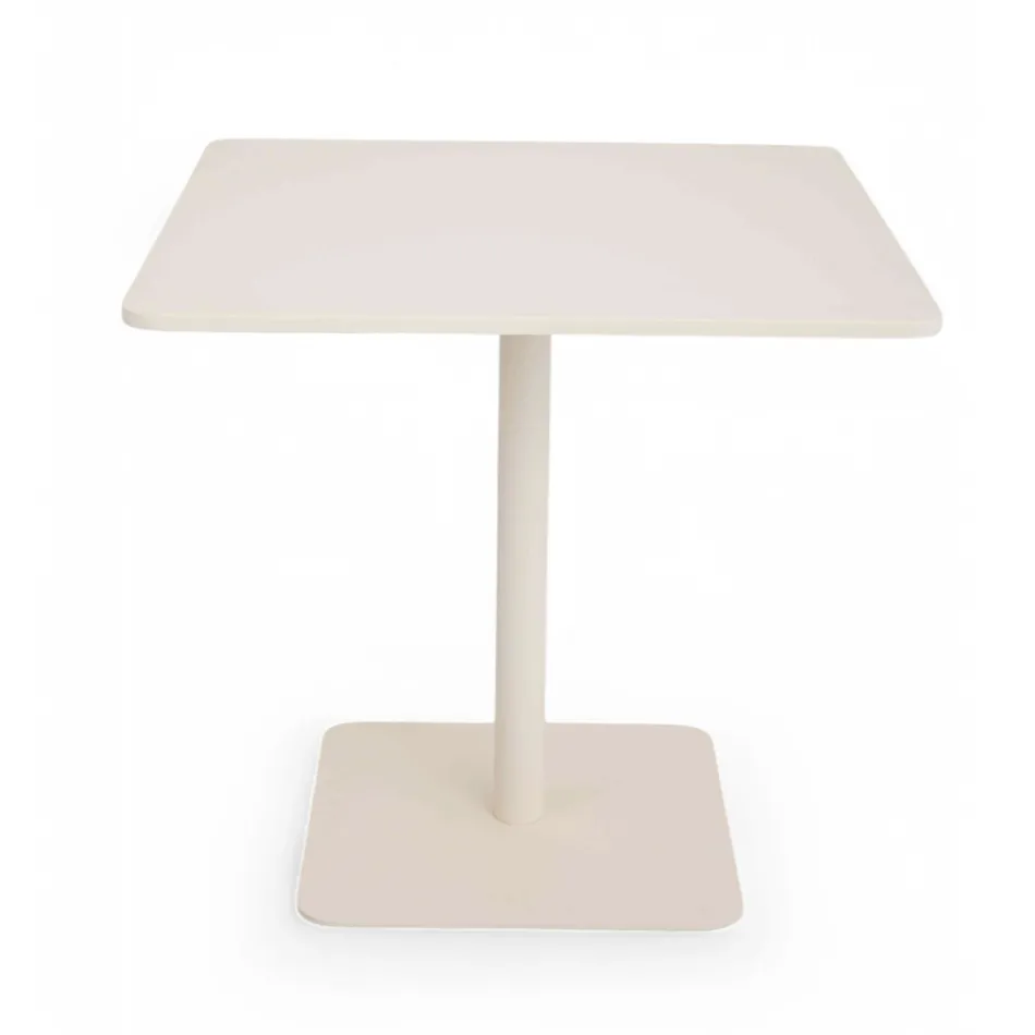 Square Table 80x80 cm Outdoor Made of Beige Aluminum - Alfresco Viadurini