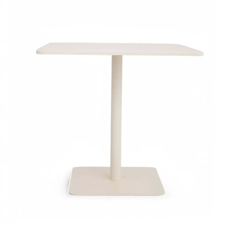 Square Table 80x80 cm Outdoor Made of Beige Aluminum - Alfresco Viadurini