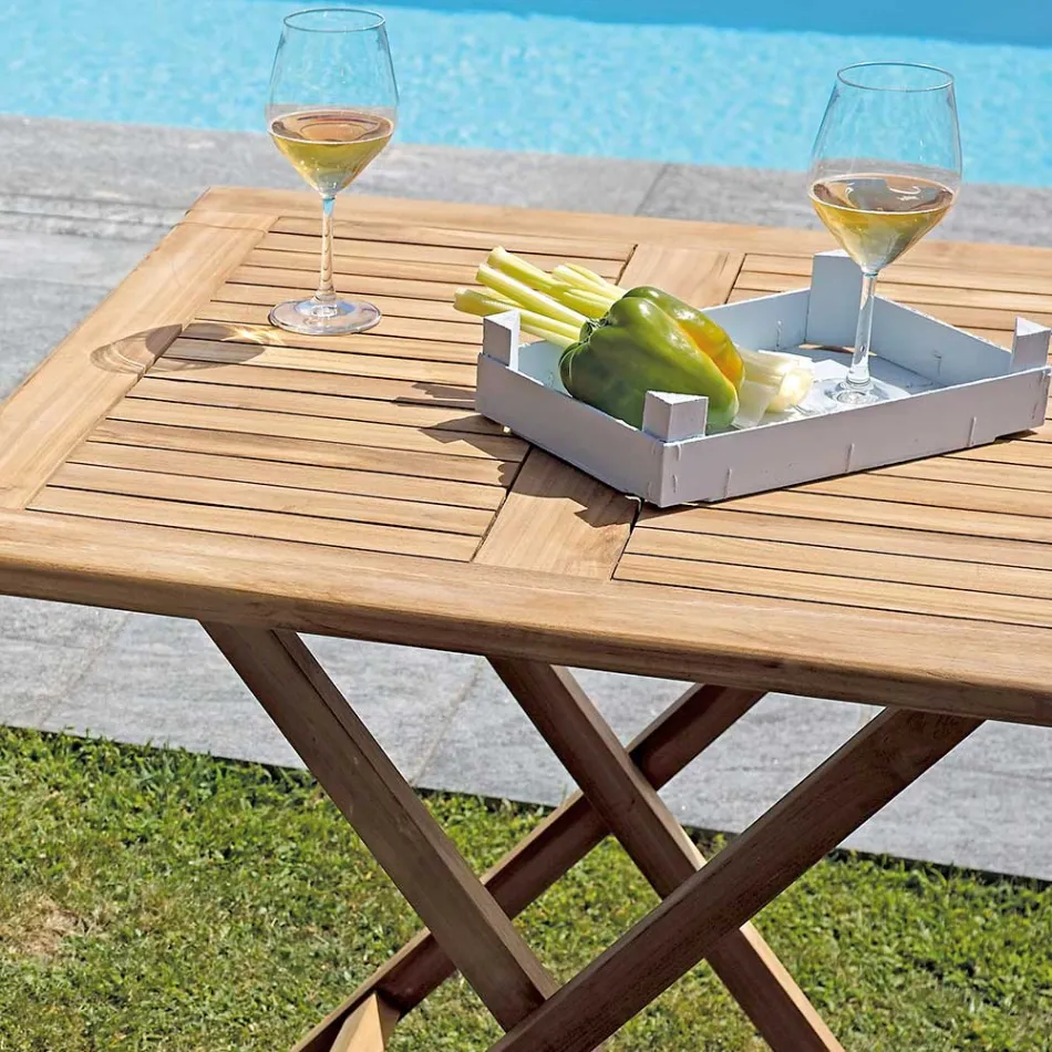 Square Garden Table 80x80 cm Made of Teak - Amico Viadurini