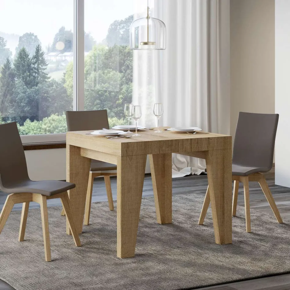 Square Table Extendable to 246 cm in Wood Made in Italy - Flower Viadurini
