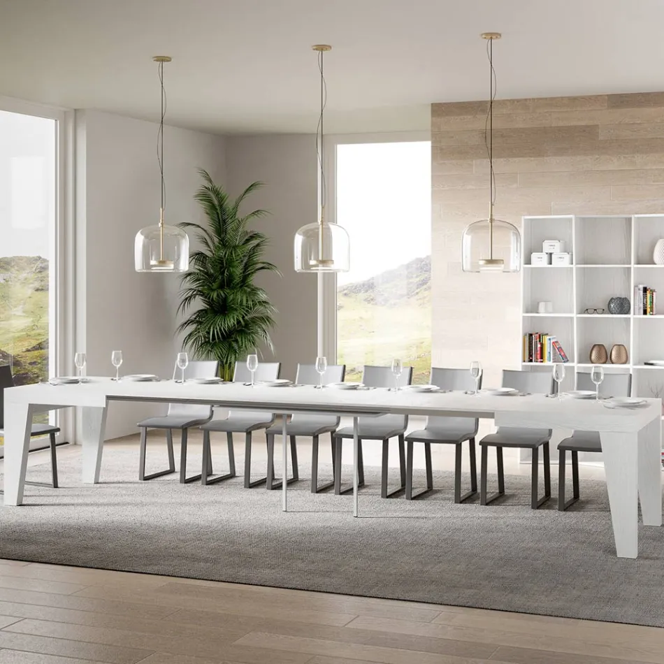 Square Table Extendable to 440 cm in Wood Made in Italy - Flower Viadurini