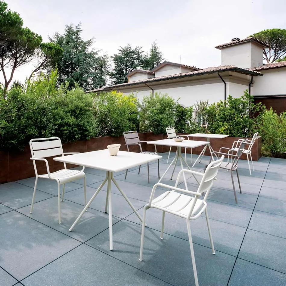 Square Outdoor Table in Galvanized Steel Made in Italy - Ralph Viadurini