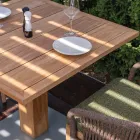 Square Outdoor Table in Teak and Metal - Marie Viadurini