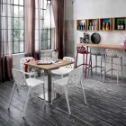 Square Table in HPL Satin Stainless Steel Metal Made in Italy - Lens Viadurini