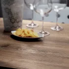 Square Table in HPL Satin Stainless Steel Metal Made in Italy - Lens Viadurini