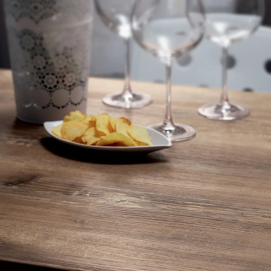 Square Table in HPL Satin Stainless Steel Metal Made in Italy - Lens Viadurini