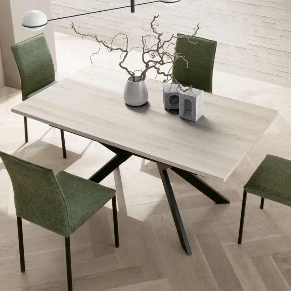 Rectangular Table Extendable to 260 or 300 cm in HPL and Metal - Charmy Viadurini