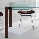 Extendable Rectangular Table in Transparent Glass Made in Italy - Sopot Viadurini