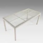 Rectangular Outdoor Table in Polyrattan and Glass - Gigi Viadurini