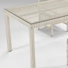 Rectangular Outdoor Table in Polyrattan and Glass - Gigi Viadurini
