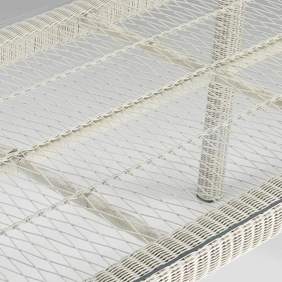 Rectangular Outdoor Table in Polyrattan and Glass - Gigi Viadurini