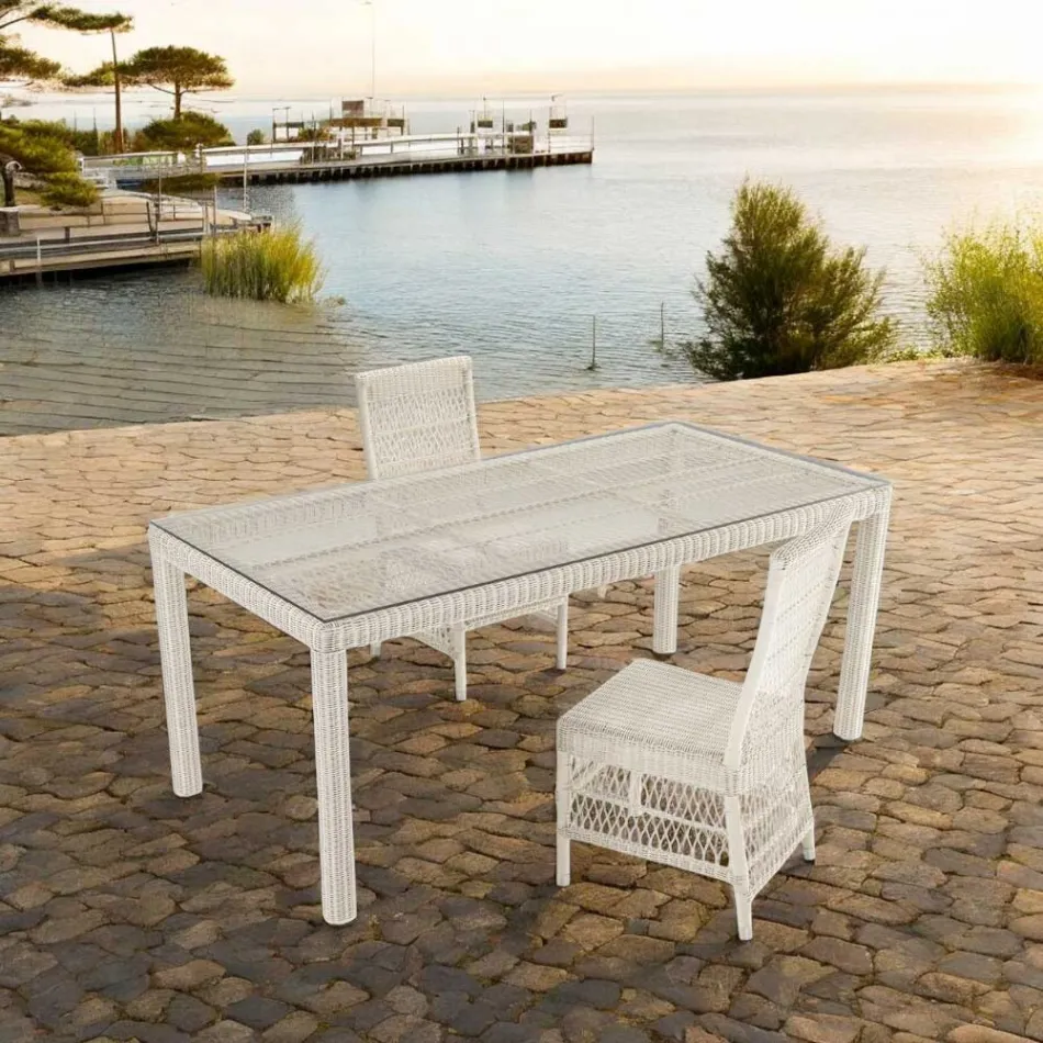 Rectangular Garden Table with 2 Armchairs and 4 Chairs - Gigi Viadurini