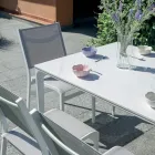 Rectangular Garden Table in Aluminum and Stoneware - Lunara Viadurini