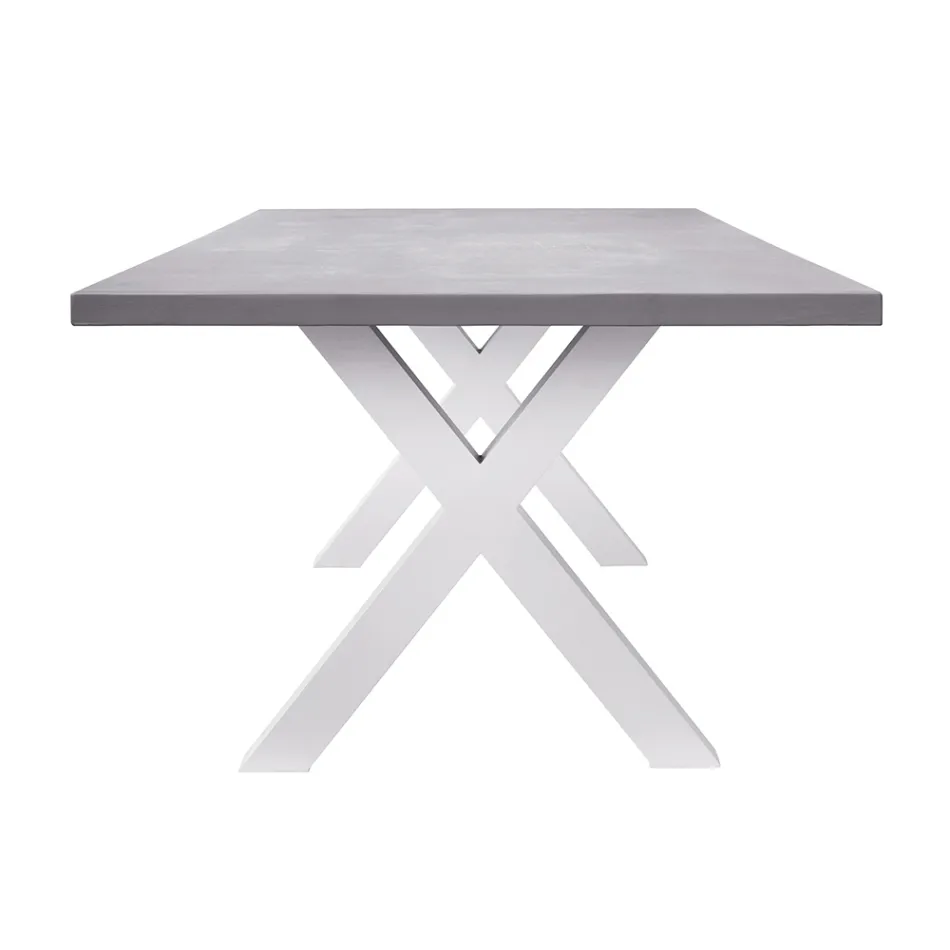 Rectangular Garden Table in Aluminum and Gray Resin - Nuvia Viadurini