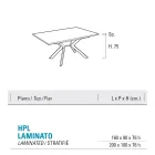 Fixed Rectangular Table in HPL Patagonia and Metal Moka Finish - Charmy  Viadurini