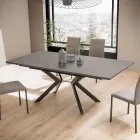 Fixed Rectangular Table in HPL Patagonia and Metal Moka Finish - Charmy  Viadurini