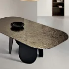Rectangular Table in Hammered Back-Silvered Glass Made in Italy - Almo Viadurini