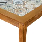 Rectangular Table Made of Acacia Wood and Ceramic Top - Technical Viadurini