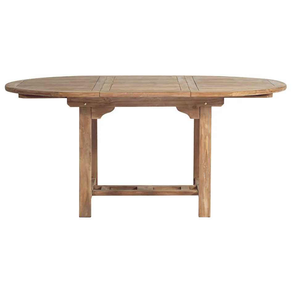 Round Outdoor Table Extendable to 170 cm Made of Teak - Armonia Viadurini