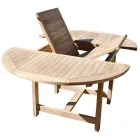 Round Outdoor Table Extendable to 170 cm Made of Teak - Armonia Viadurini