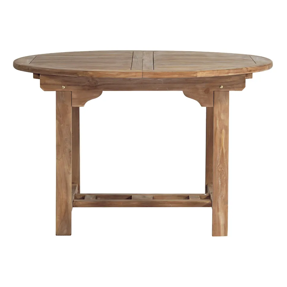 Round Outdoor Table Extendable to 170 cm Made of Teak - Armonia Viadurini