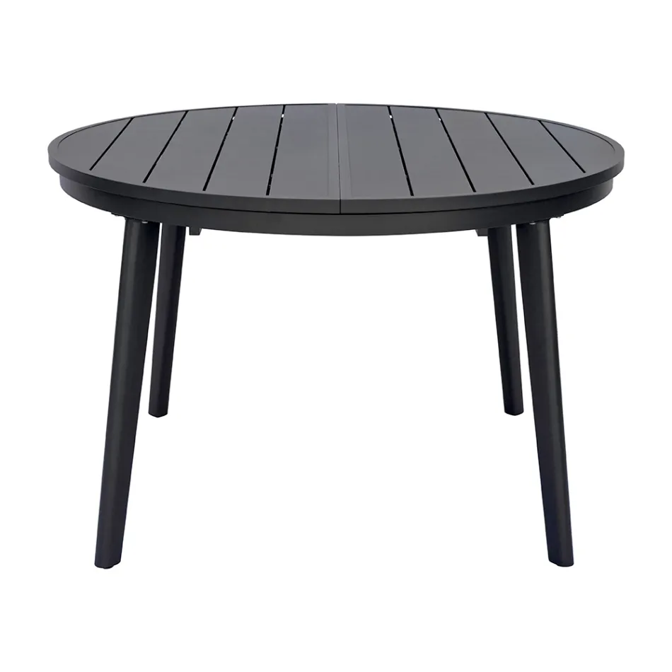 Extendable Round Table in Anthracite Aluminum (170 cm) - Rivara Viadurini