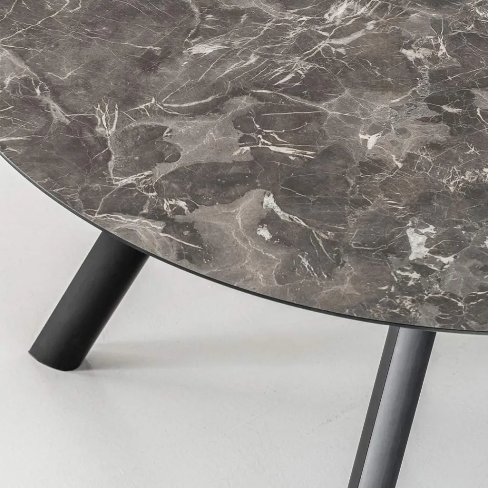 Round Table Extendable to 170 cm in Stratified HPL - Convivio Viadurini