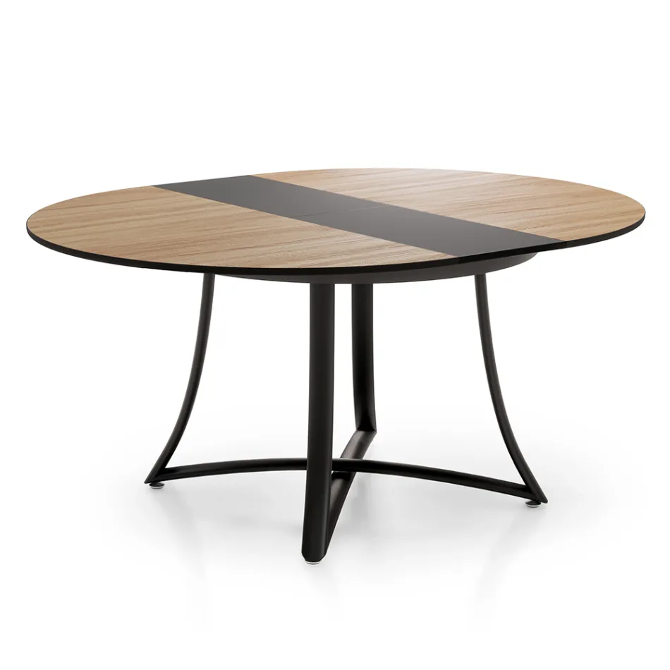 Extendable Round Table with MDF Top Covered in Laminate - Puglia Viadurini