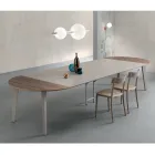 Extendable Round Table in Canaletto Walnut Veneer Wood - Tonico Viadurini