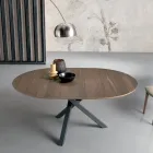 Extendable Round Table in Veneered Wood - Tonico Viadurini