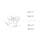 Round Table with Extra-clear Glass Top and Champagne Base - Piacere Viadurini