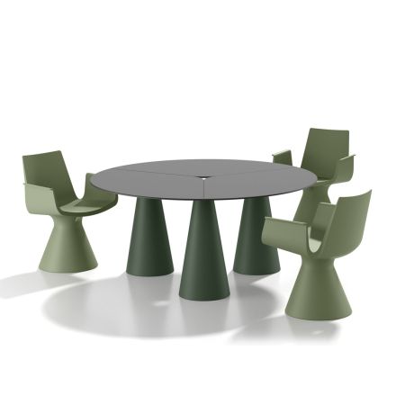 Round Outdoor and Indoor Table in Two Sizes in HPL Made in Italy - Velario Viadurini