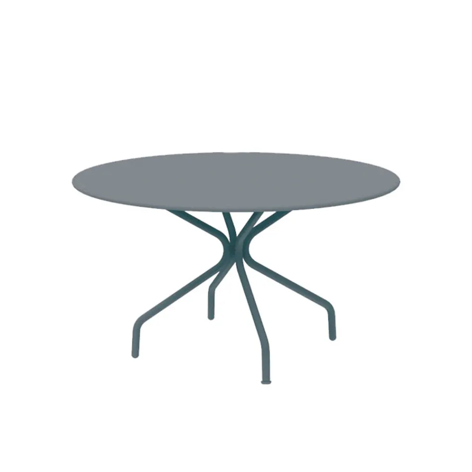 Round Galvanized Steel Outdoor Table Made in Italy - Selvaggia Viadurini