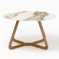 Round Outdoor Table in Calacatta Hermitage Ceramic Made in Italy - Pegaso