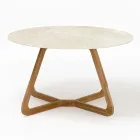 Round Outdoor Table in Chianca Ceramics from Ostuni Made in Italy - Pegaso Viadurini