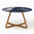 Round Outdoor Table in Ocean Blue Ceramic Made in Italy - Pegaso