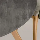 Round Outdoor Table in Gray Stone Ceramic Made in Italy - Pegaso Viadurini