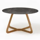 Round Outdoor Table in Gray Stone Ceramic Made in Italy - Pegaso Viadurini