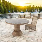 Round Outdoor Table in Polyrattan with Glass Top - Gigi Viadurini