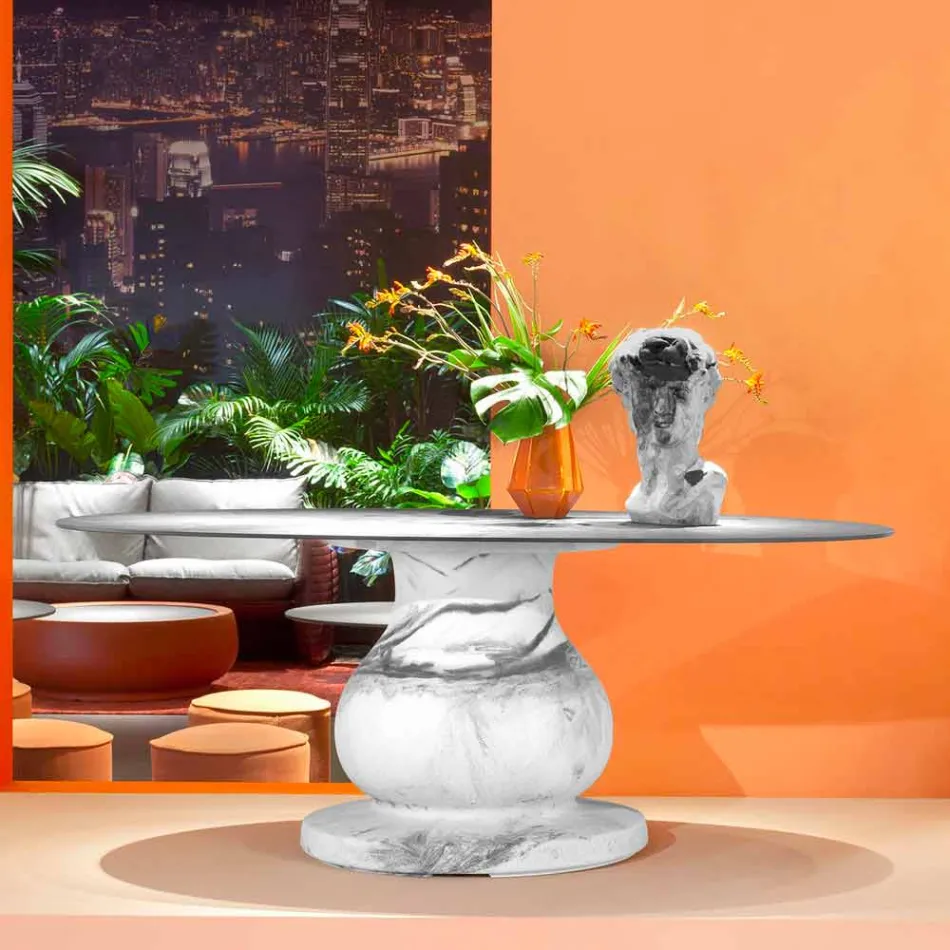 Classic Design Round Table, Ø140 and HPL top - Nineteenth century by Slide Viadurini